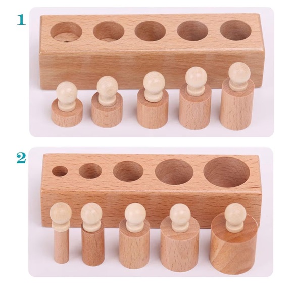 Thoth Montessori Knobbed Cylinder Socket Ladder Blocks Educational Wooden Toy - Picture 2 of 5